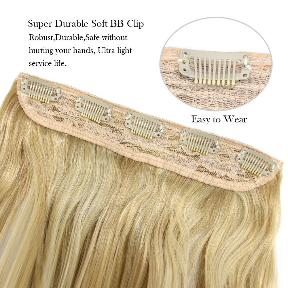 Clip in Hair Extensions 20″ Long Thick Synthetic Blonde Hair Piece Wefts 5 Clips