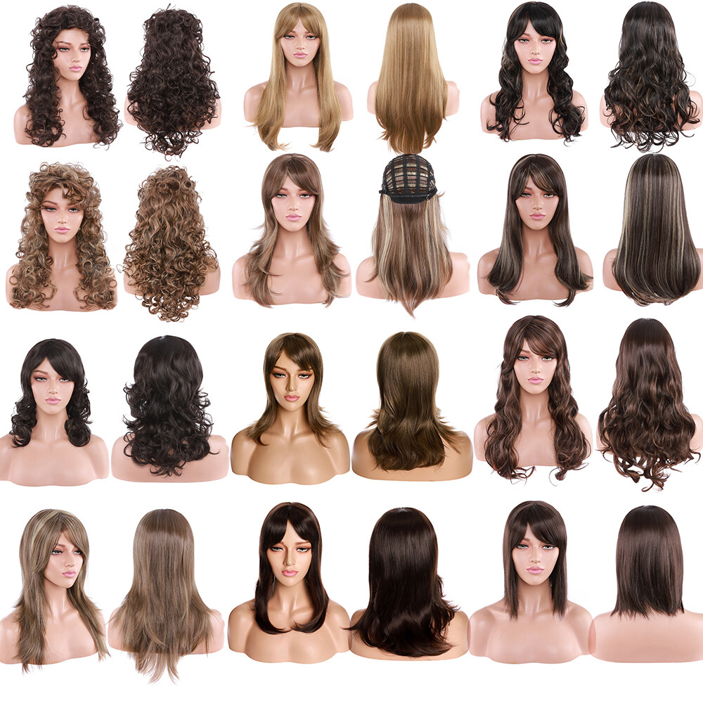 Women Girls Wigs Fashion Daily Party Cosplay Curly Straight Wavy Hair Wigs Hair