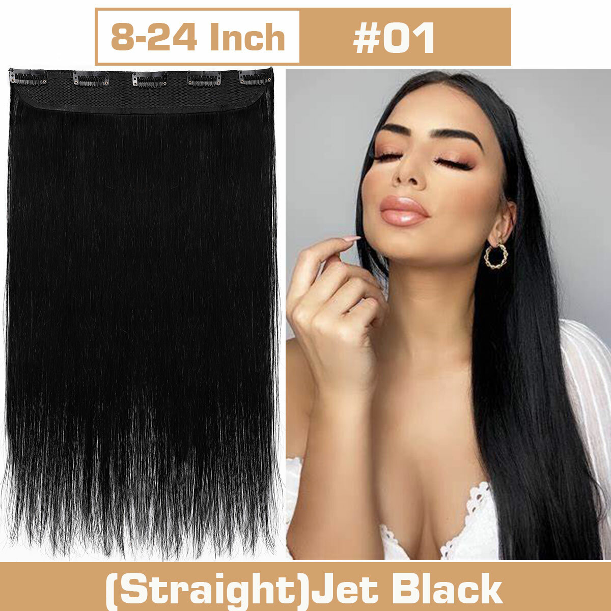 One Piece 110G Thick Real Hair Extensions Clip In Human Hair Weft 3/4 Full Head