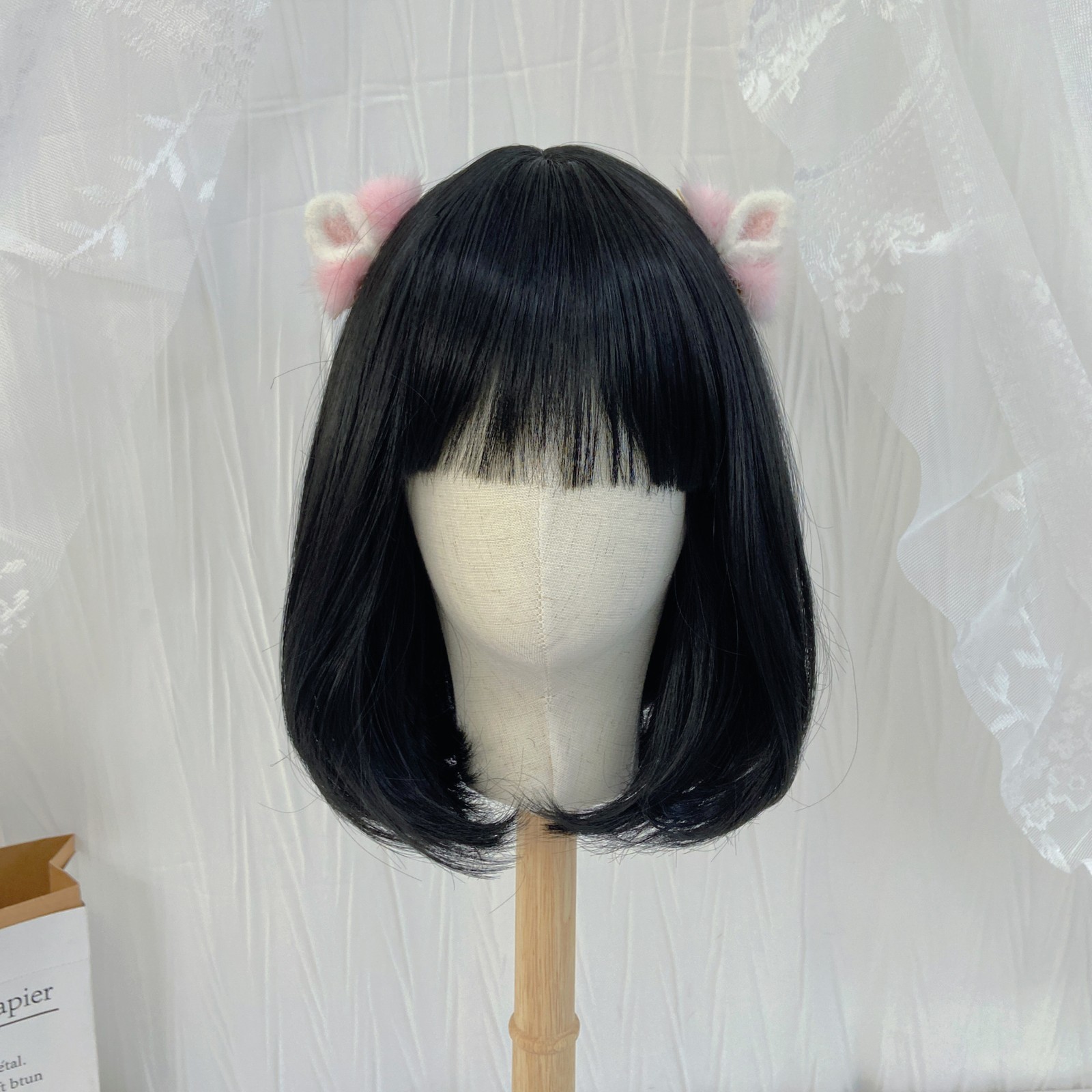 Child Wig for Kids with Bangs Girls Short Curly Wavy Wig Synthetic Hair Wigs