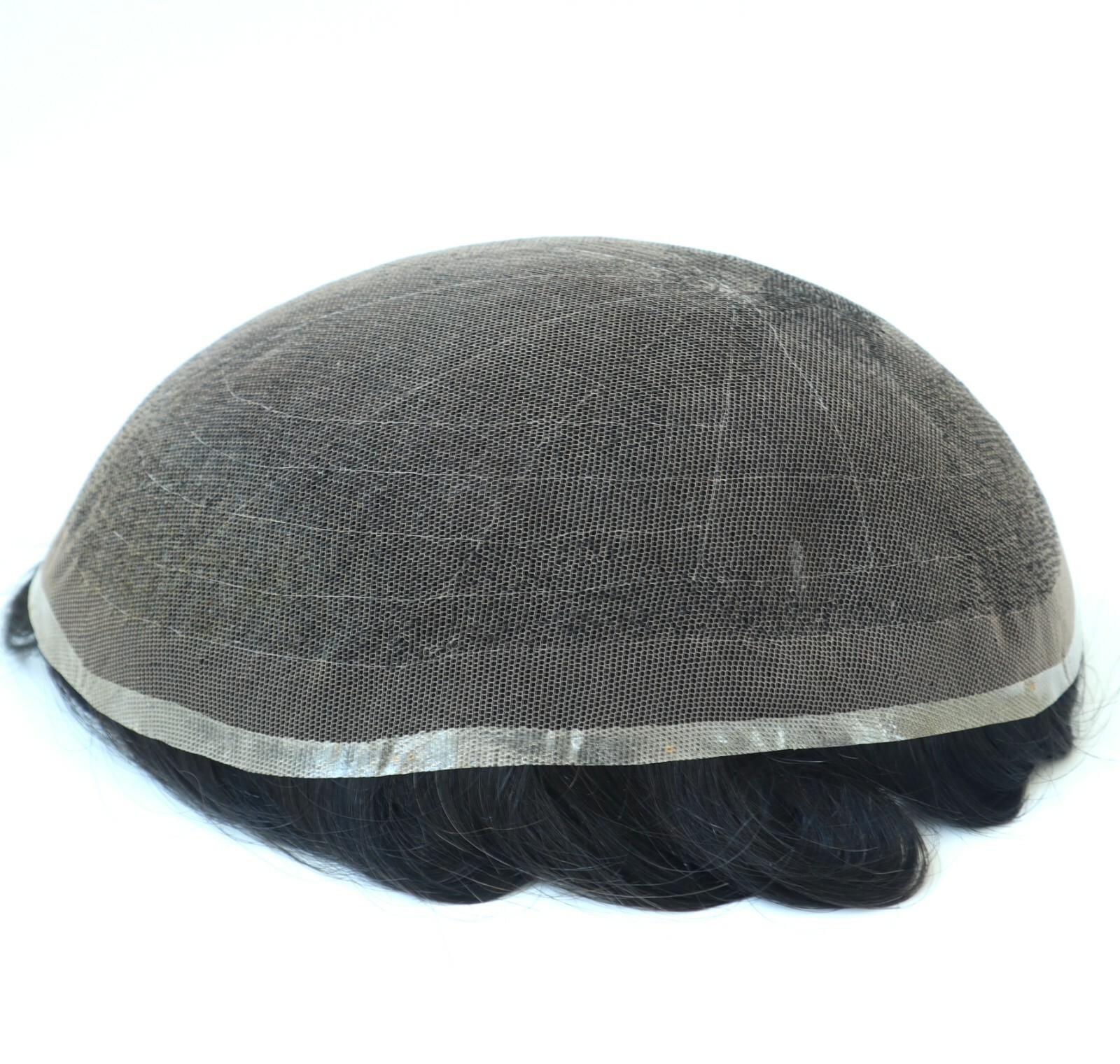 Natural Mens Toupee Hair Replacement System French Lace Toupee Hairpiece #1B