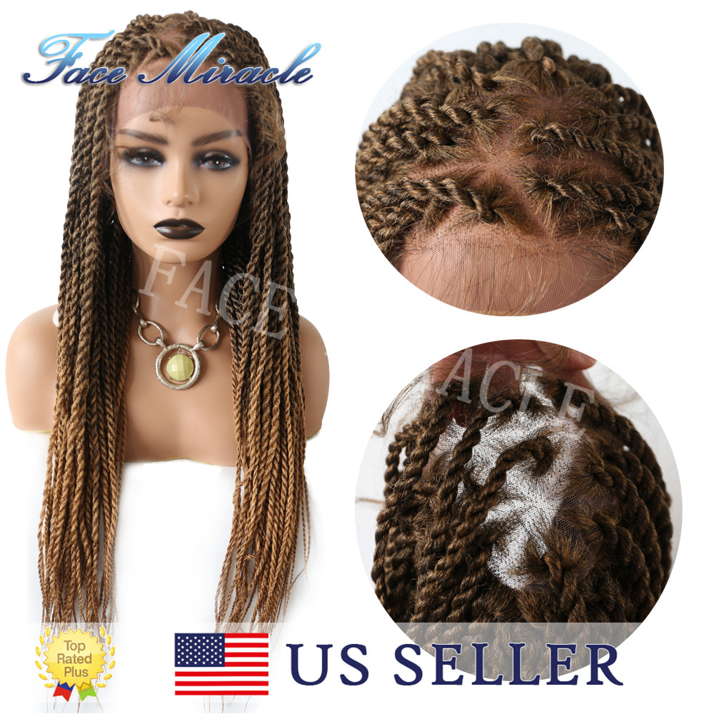 Box Braided Wig for Black Women Lace Front with Baby Hair Braids Synthetic Wigs