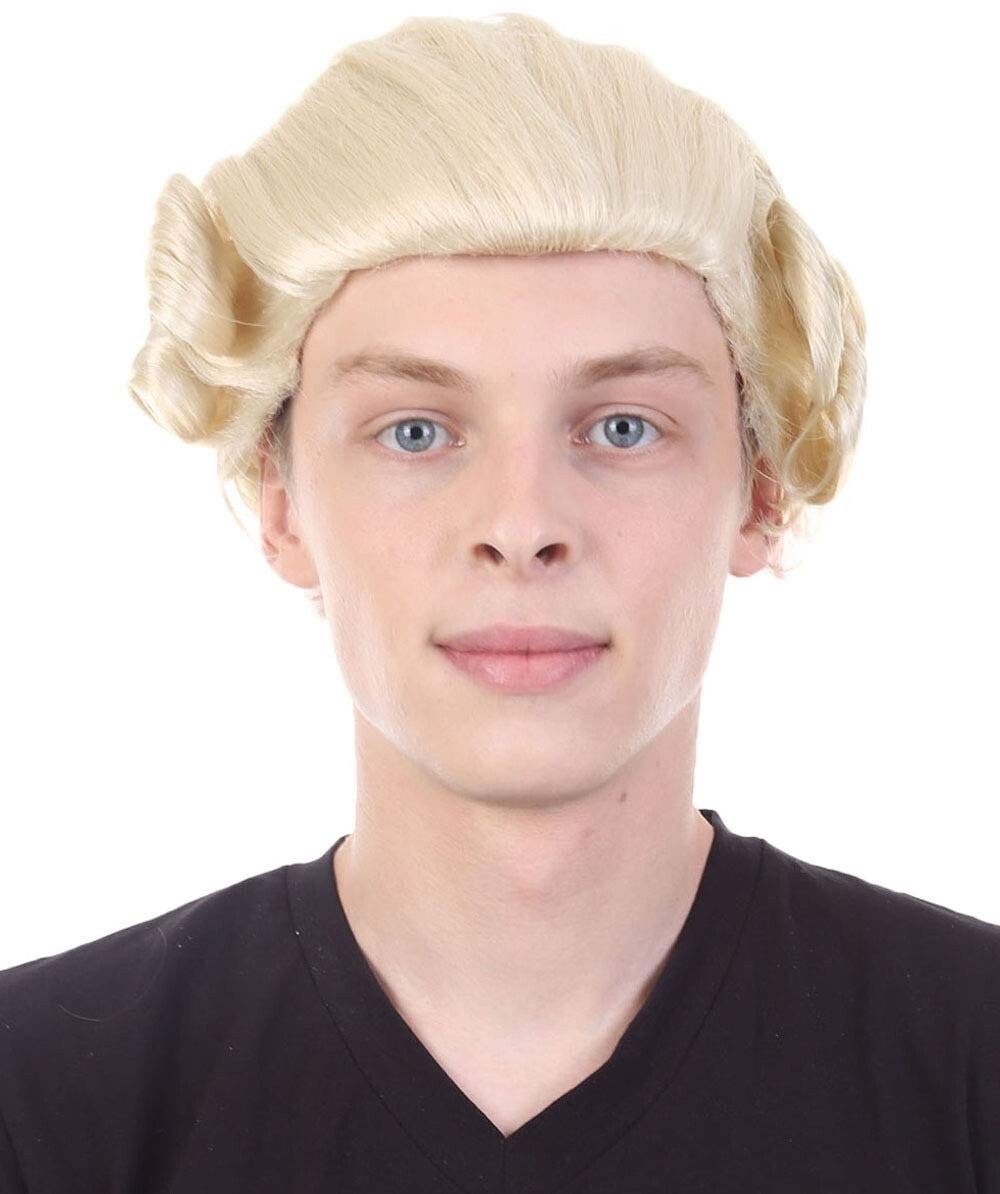 HPO Adult Unisex Colonial Style Historical Wig, Blonde Color, HM-645A