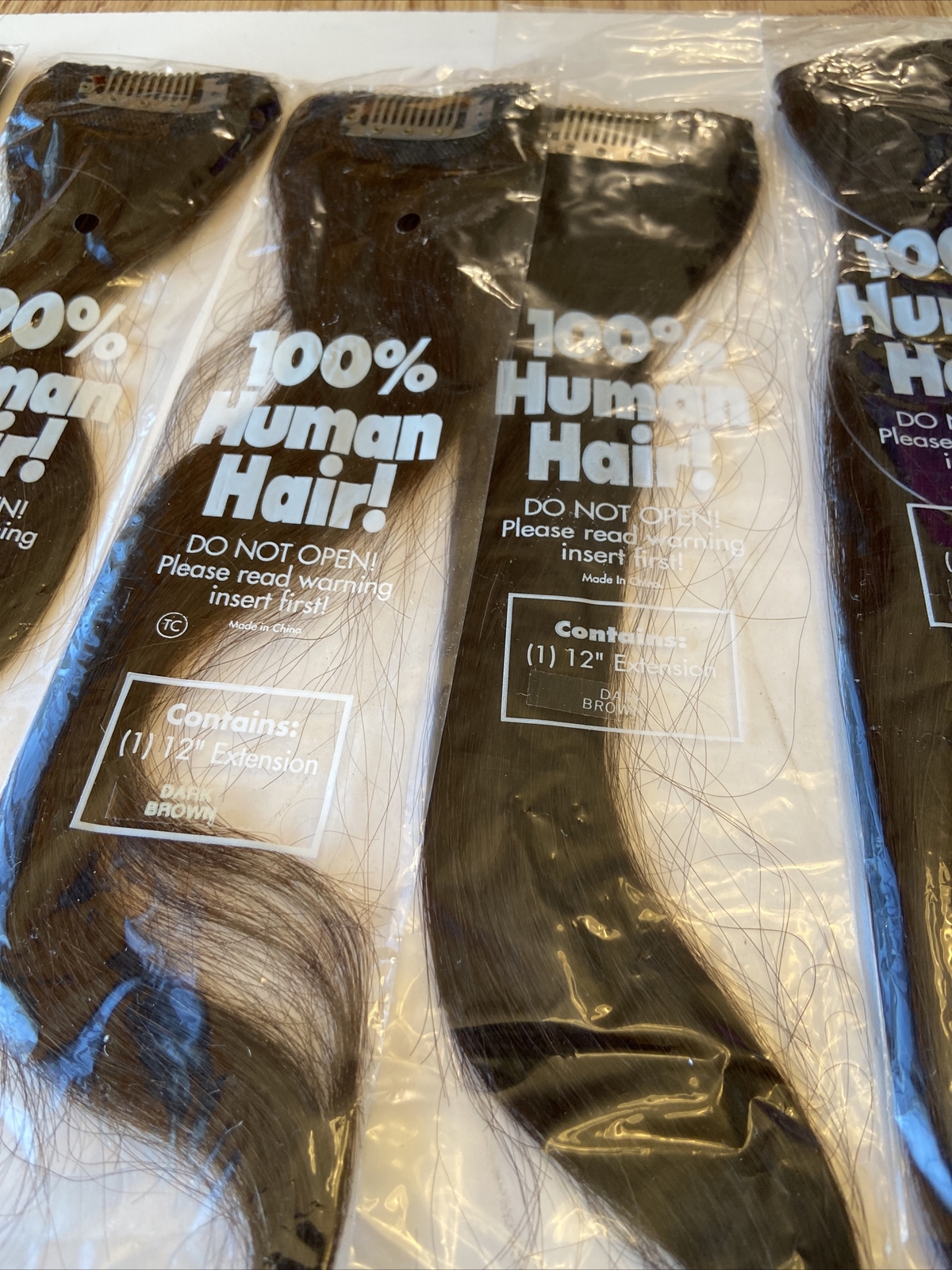 Brandless 100% Human Hair 12” 8” 6” Combs 14 PCS Clip In Extensions Dark Brown H