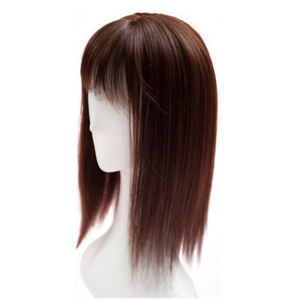 Mono Hairpiece/Toupee Replacement Women Top Synthetic Hair Topper With Bang