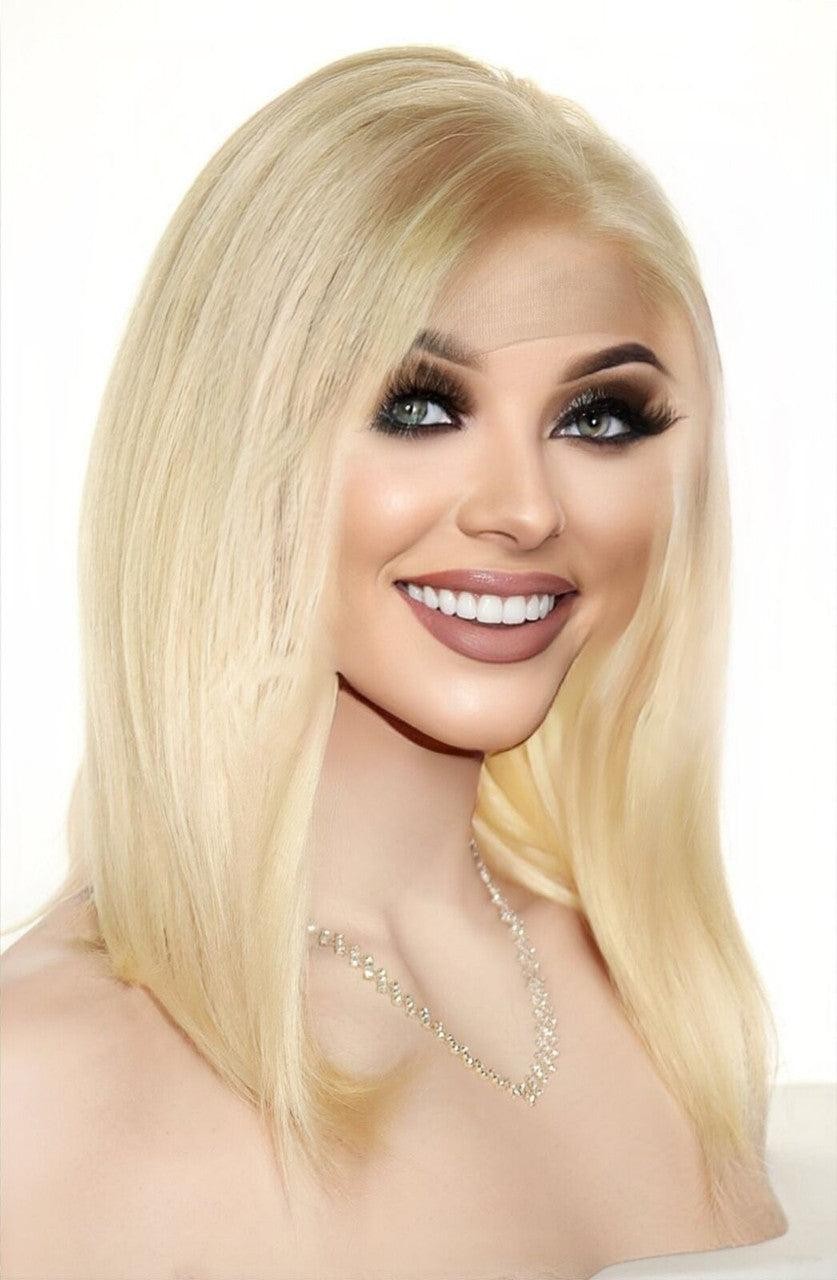 BRAZILIAN Remi Human Hair 4X4 Silk Base Lace Front GOLDEN BLOND 1378