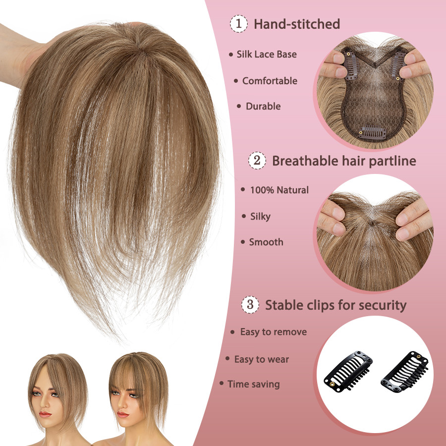 8×11 Lace Invisible 100% Human Hair Hairline Topper for thinning/White Wig Lady