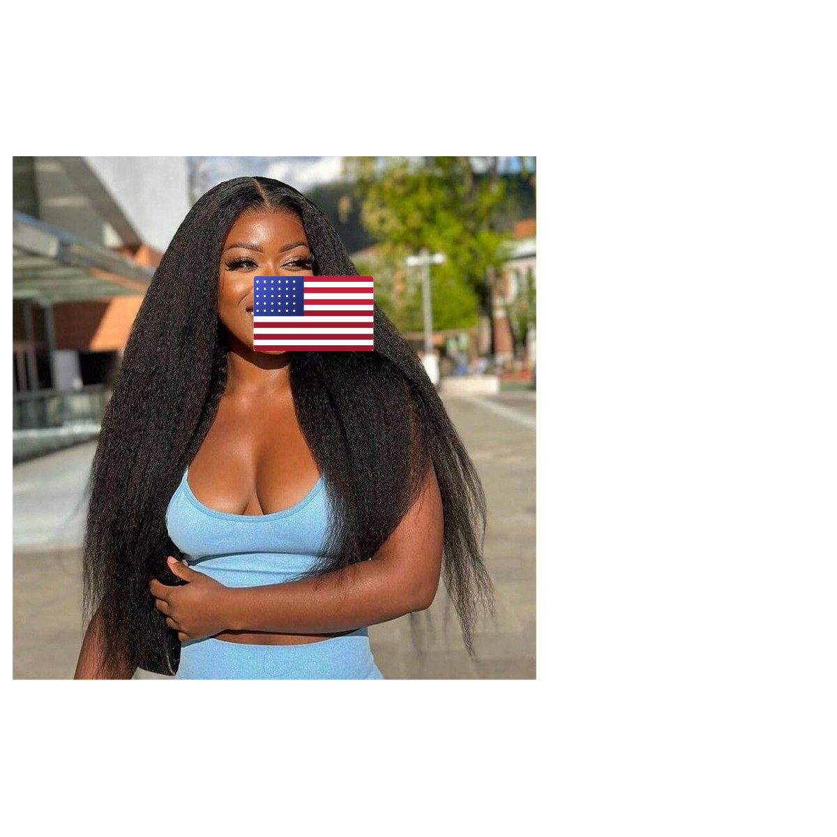 Prosa Kinky Curly Half Wig 3-In-1 Synthetic Hair Drawstring Headband Clip-In
