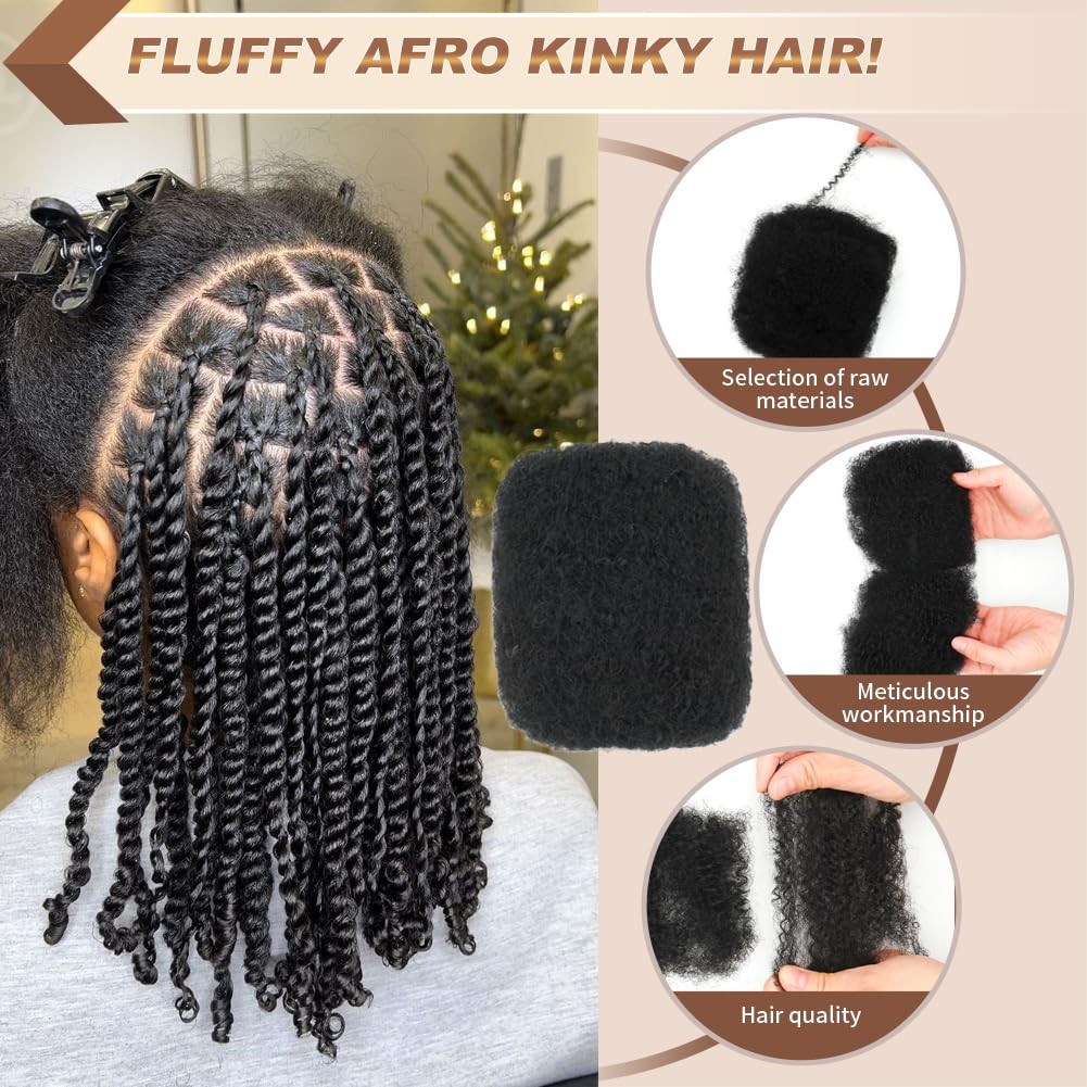 Premium Afro Kinky Bulk Human Hair 100%, Afro Kinkys Human Hair Bulk For Drea…