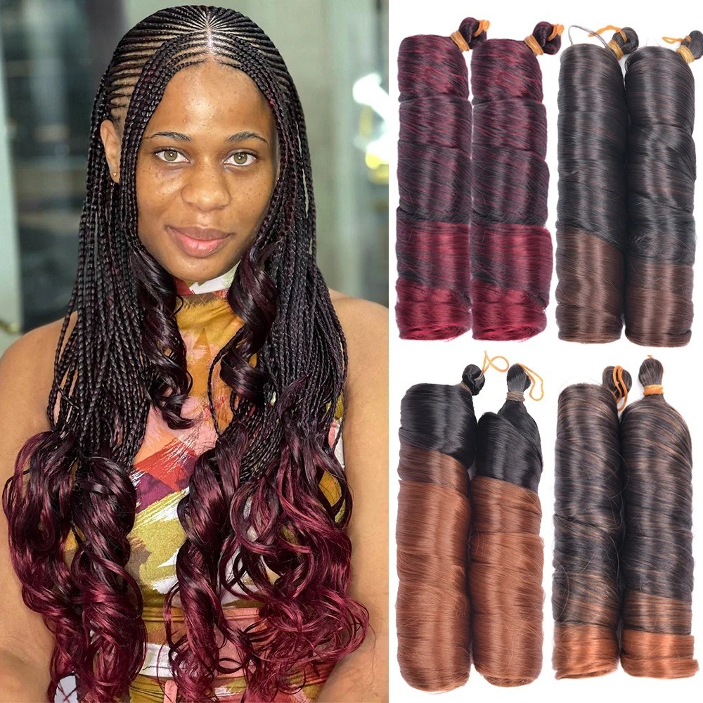 Pre Stretched 24Inch Synthetic Loose Wave French Curls Braiding Hair Extensions
