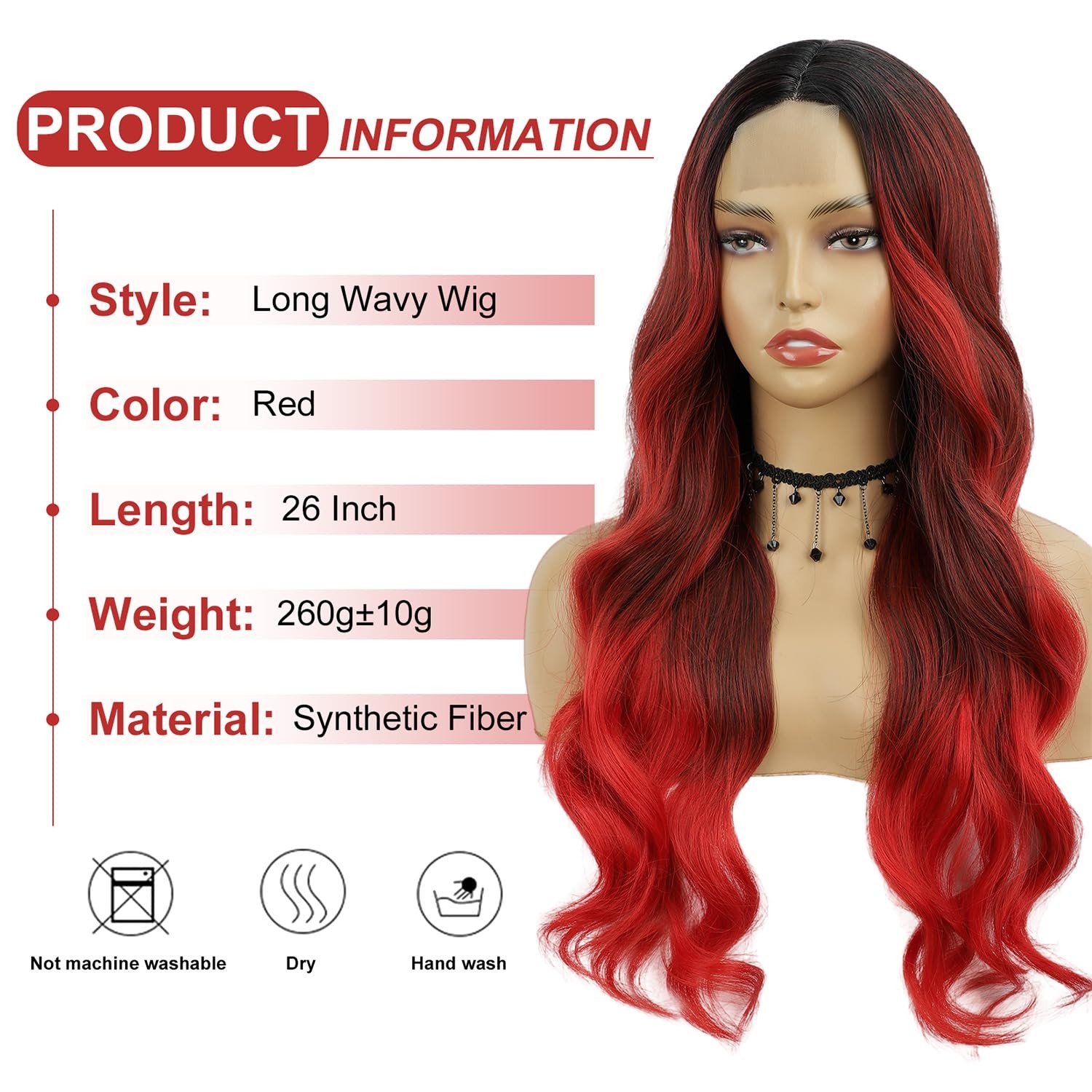 Red Wavy Wig 26 Inch Long Red Ombre Wigs for Women Ombre Red Middle Part Wig …