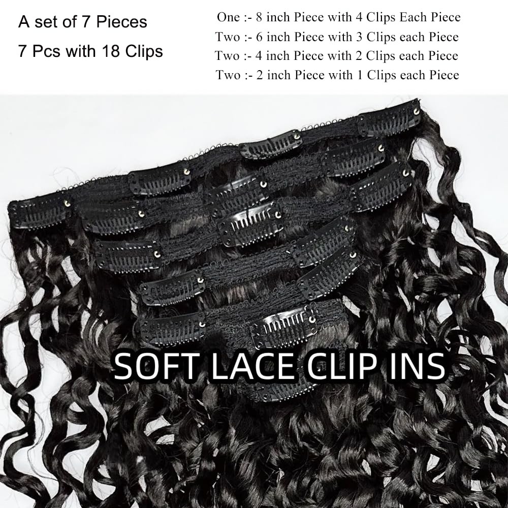 Burmese Curly Clip in Hair Extensions Human Hair 3C4A Lace Clip in Human Hair Ex