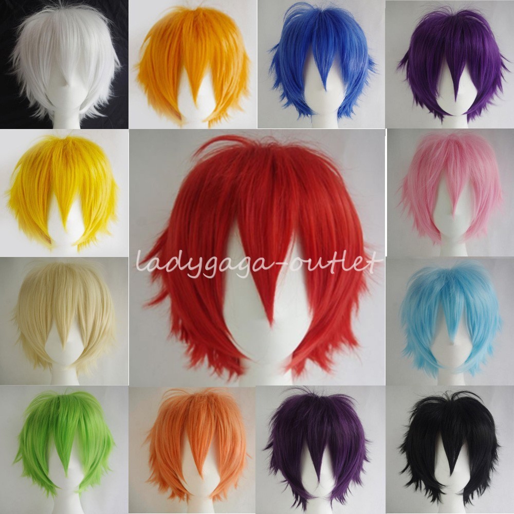 Unisex Cosplay Short Hair Wig Women Men Straight Halloween Party Costume Wigs US