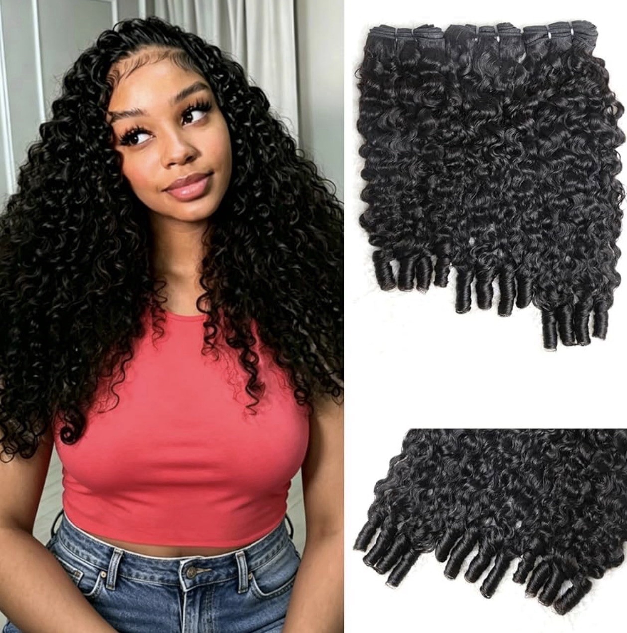 Burmese Curly Bundles Human Hair 16 18 20 Inch 100% Unprocessed Quick Weave Hair