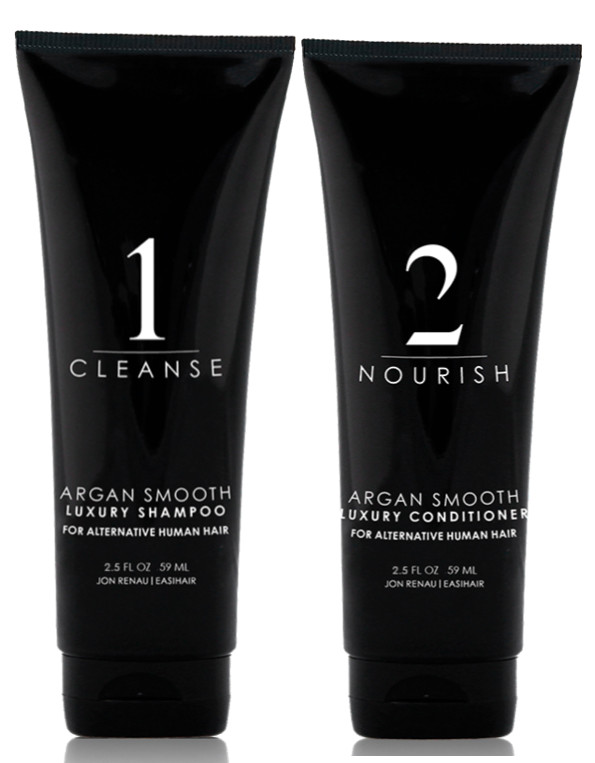 Jon Renau 2PC Travel Size 2.5oz Argan Smooth Shampoo and 2.5oz Conditioner