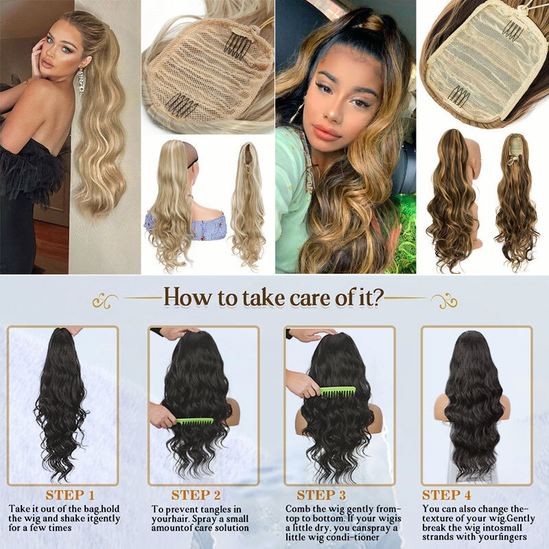 Thick Natural Pony Tail Clip In Drawstring Ponytail Wrap on Hair Extensions US