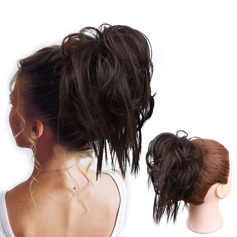 Realistic Chignon Scrunchie Messy Bun Tousled Hairpiece Elastic Band Synthetic