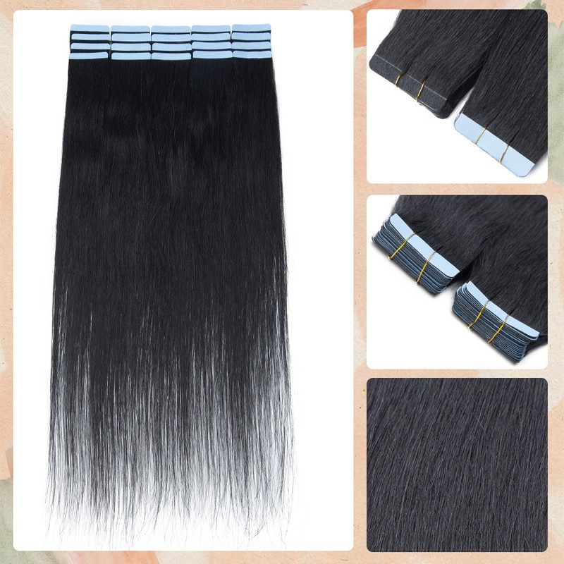 20Pcs FULL HEAD 100%Real Remy Human Hair Tape in Hair Extensions 50g Soft Thick