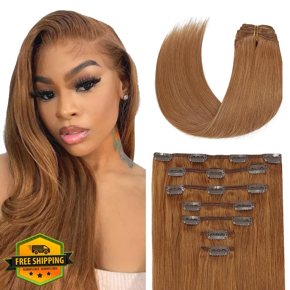 Poutpoutm #30 Light Brown Clip Hair 32 Inch 7pc