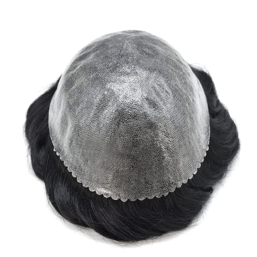 Men Toupee Human Hair piece Durable Thin Skin PU Wig Replacement System PAPY-J