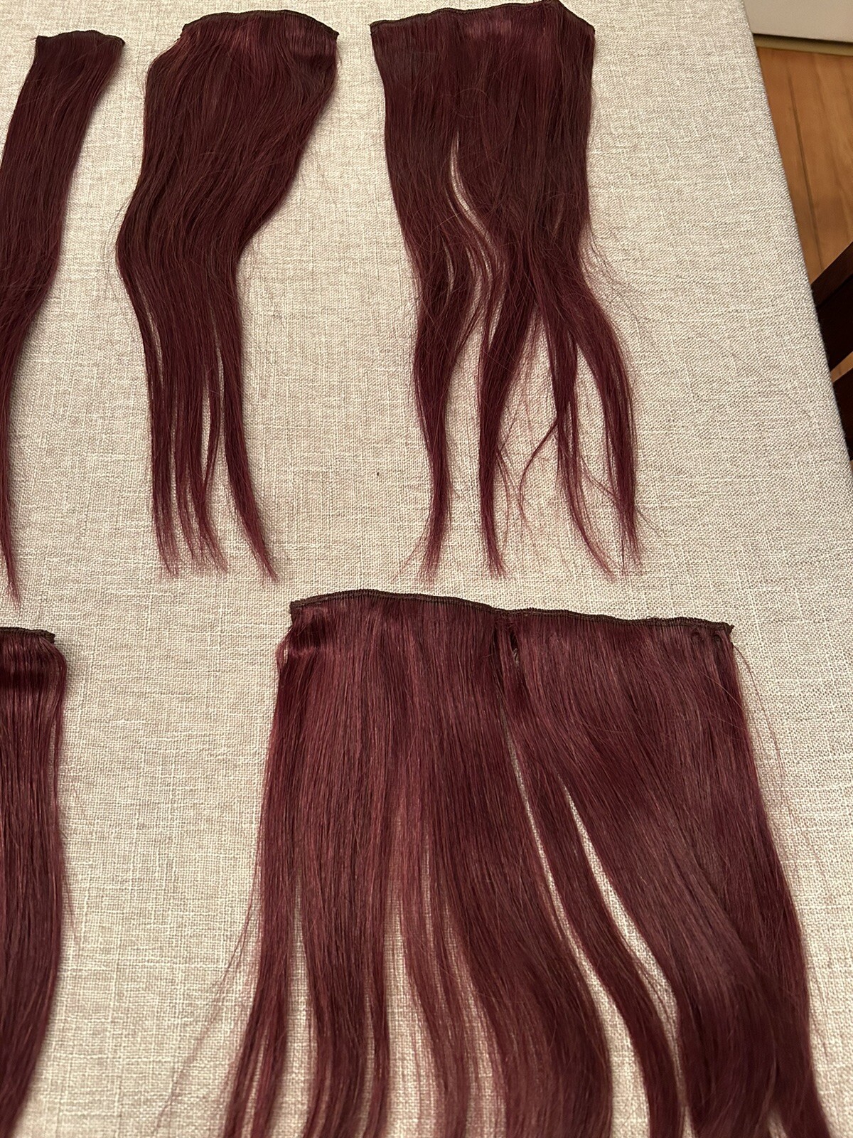 Caliee Clip in human hair extensions, 7 Pieces, Dark Burgundy Red 14”