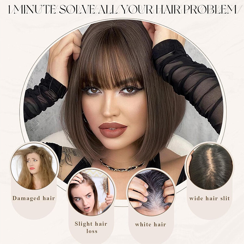 Straight Hair Extensions Topper Clip In Full Head One Piece Toupee Real as Human