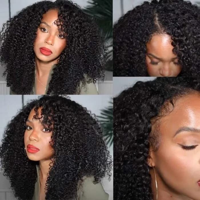 V Part Kinky Curly Wigs Human Hair No Leave Out Upgraded U Part Wigs for Women