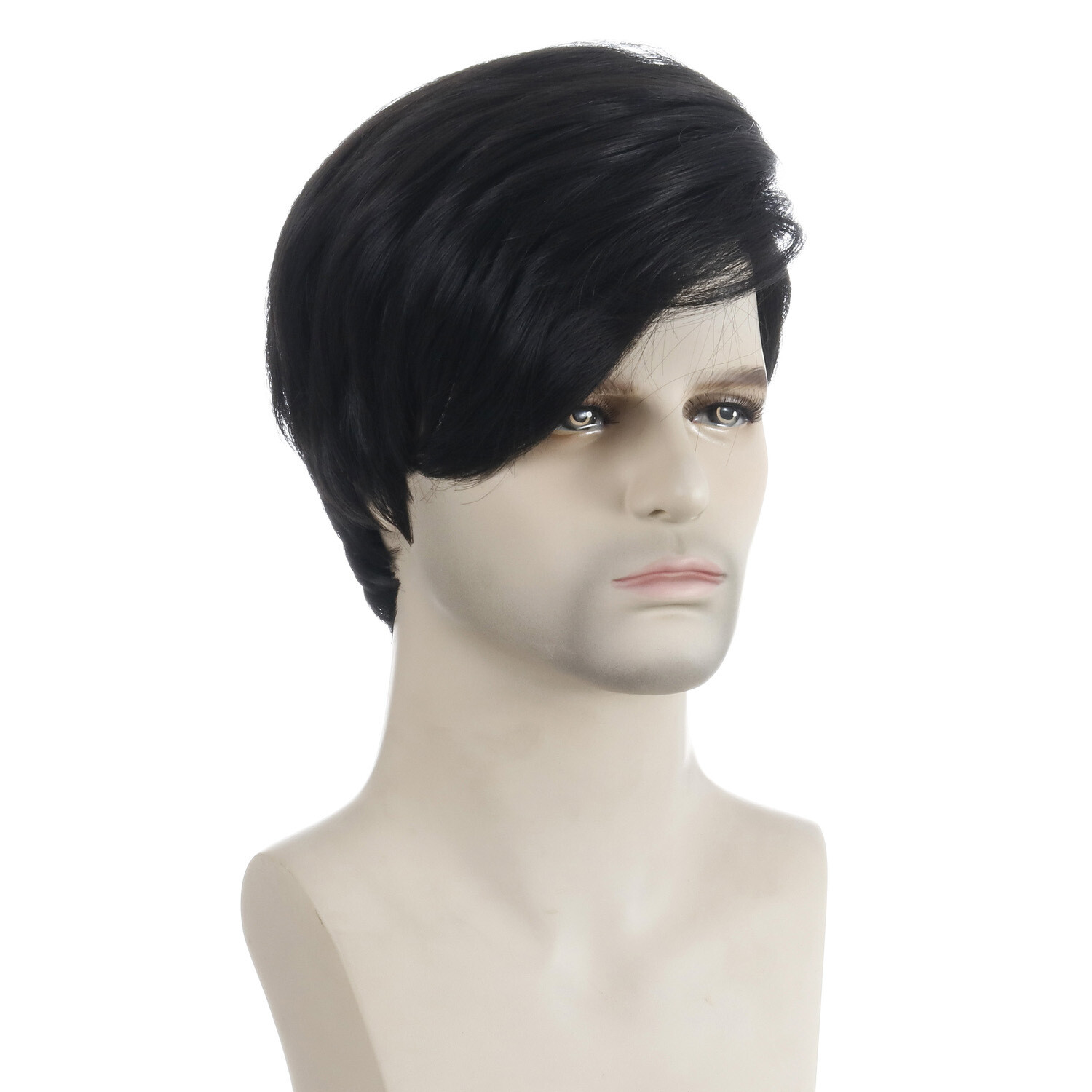 Men Wig Short Little Wavy Synthetic Hair Heat Resistant Male Natural Look Style