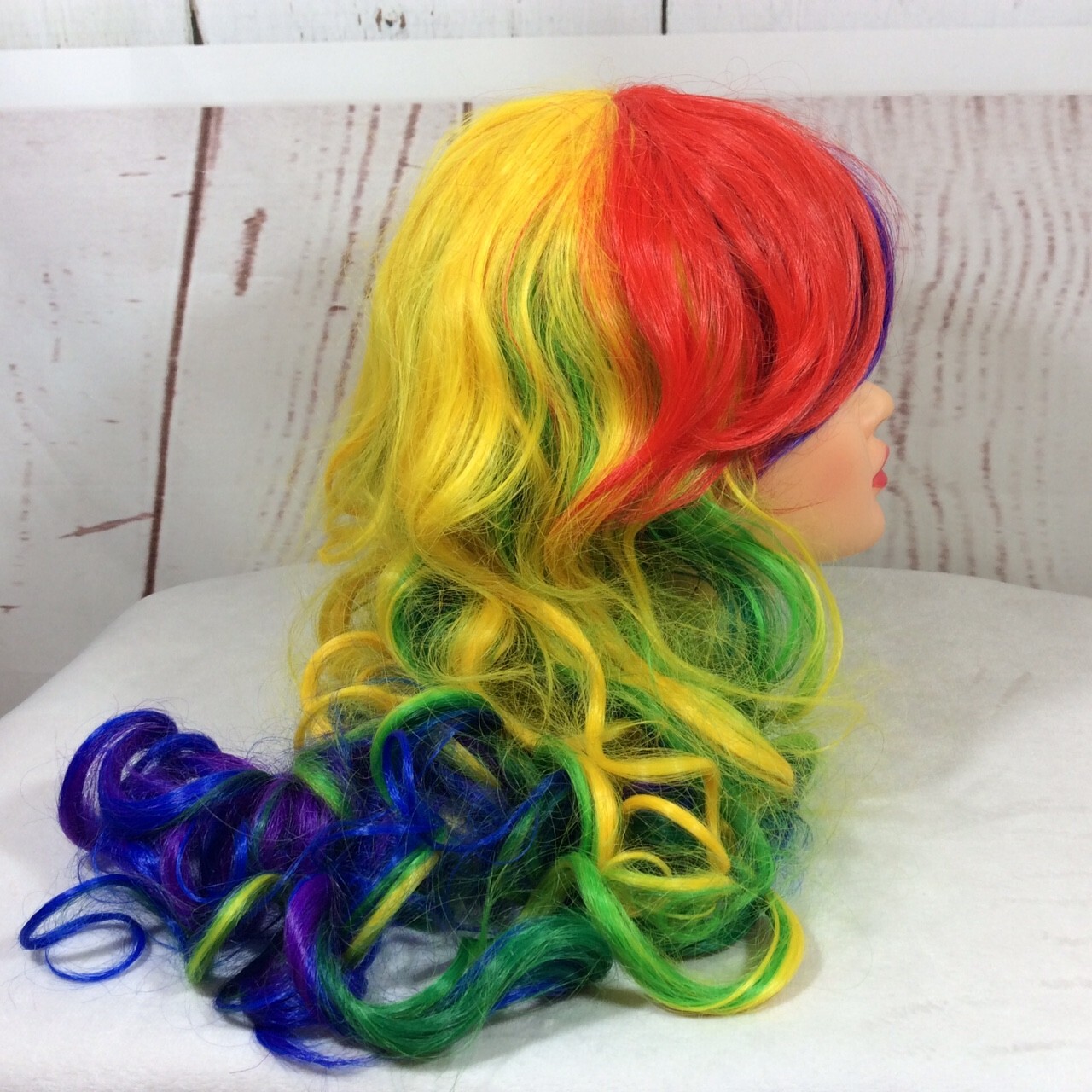 Rainbow Colorful Hair Wig 80s Rave Party Halloween Costume Cosplay Club Pride