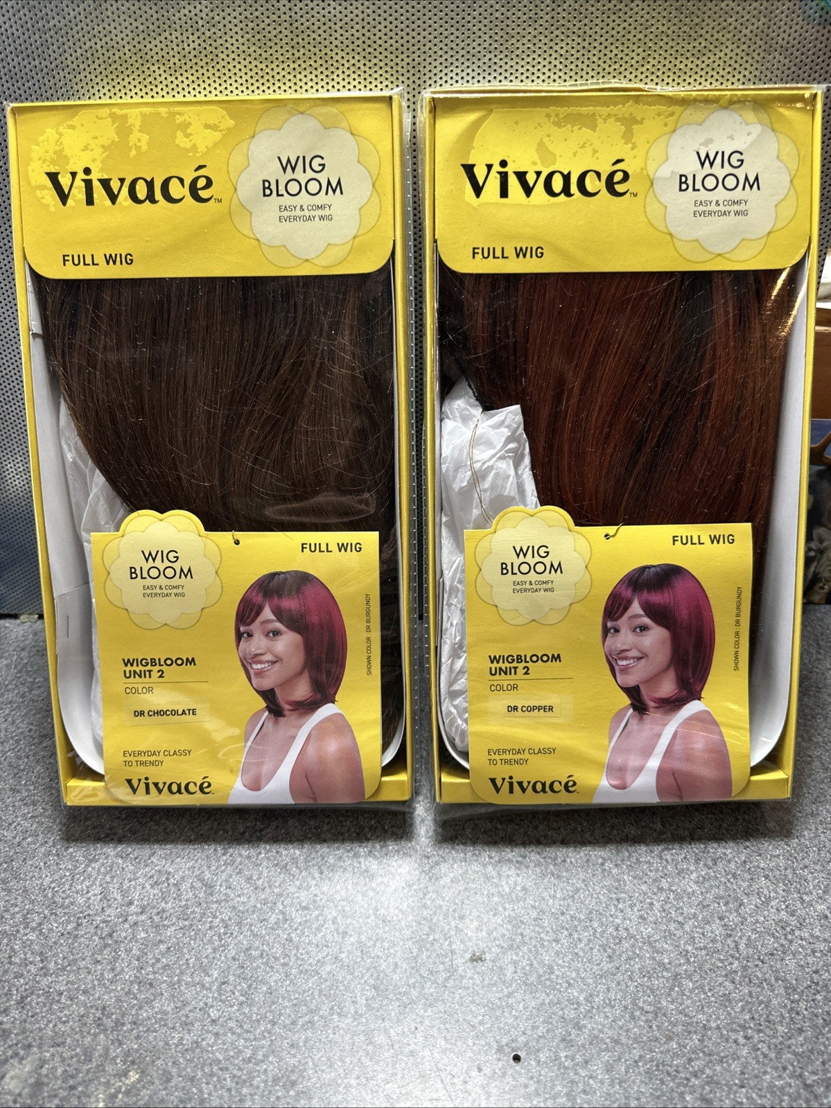 2 Vivace Full Wig Wigbloom Unit 2 Dr Chocolate & Dr Copper Glue-less NEW