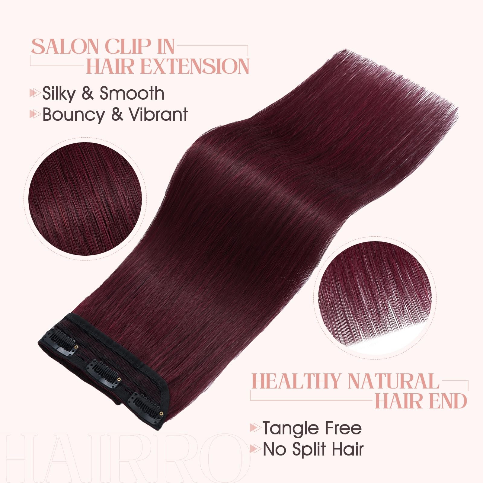 Hairro 16 Inch Clip In Extensions 100 Remy Human Hair 45G One-Piece 5 Clips