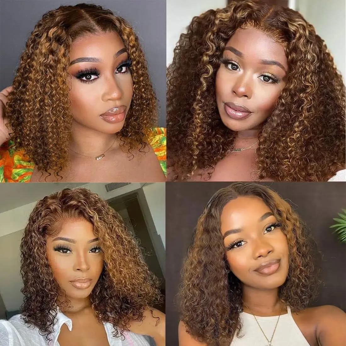Glueless Wigs Human Hair Pre Plucked Pre Cut 4/27 Highlight Ombre Honey Blond…