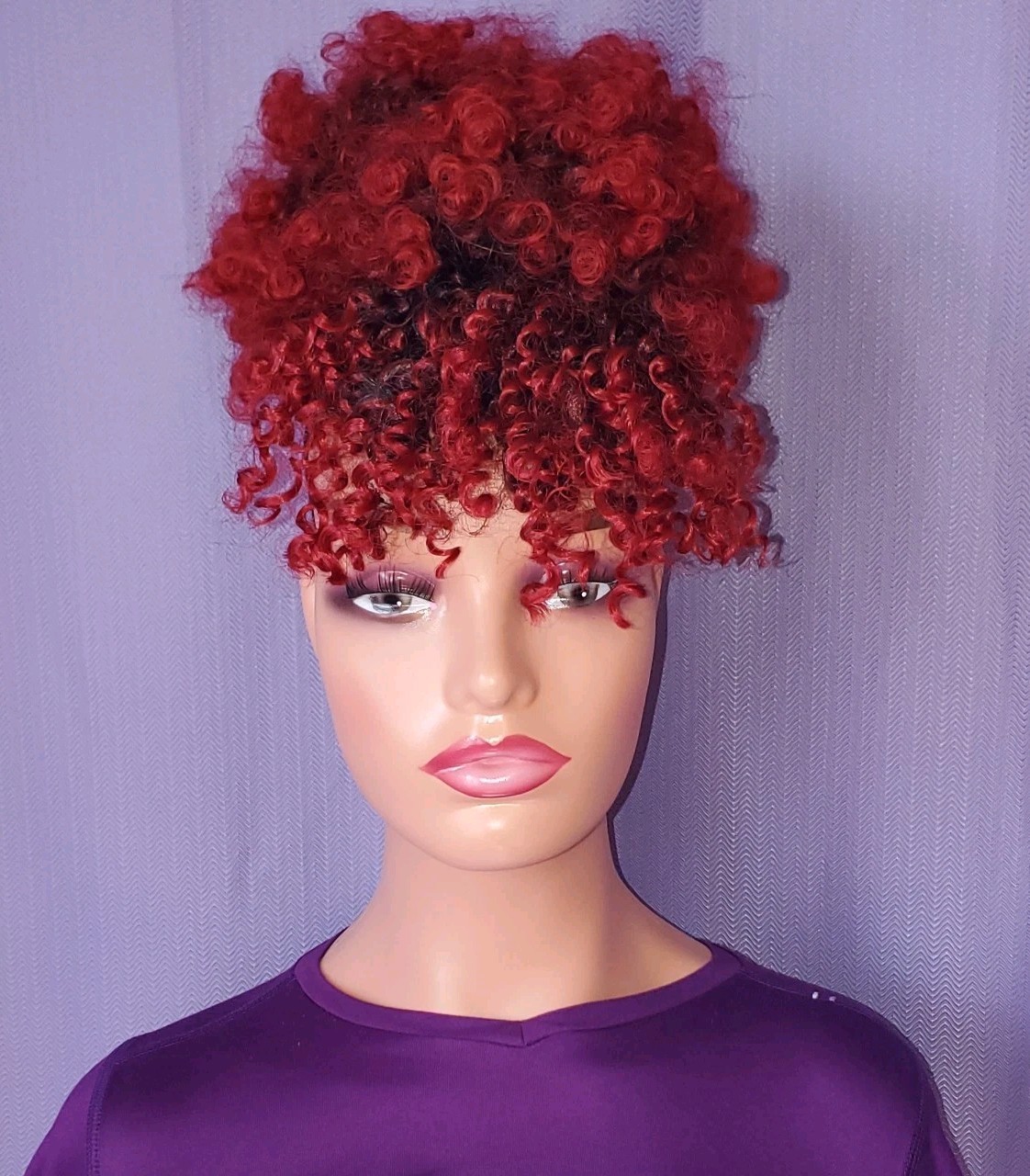 Puff Drawstring Ponytail w/Bangs Kinky Curly Hair Clip in Bangs Short Ponytail