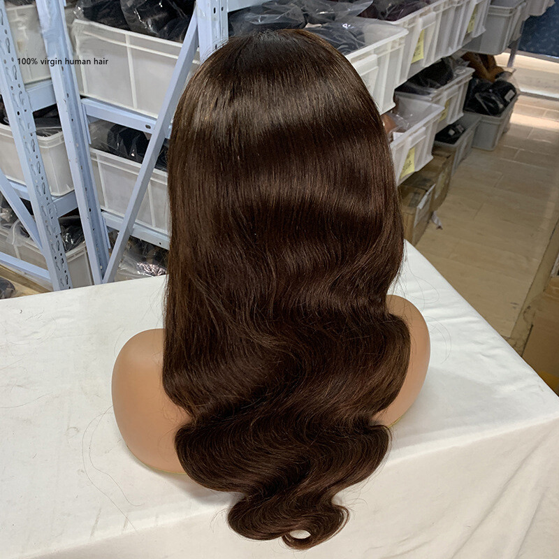 2# Color Brazilian 100% Human Hair 13*4 Lace Front Wig Straight Body Wave