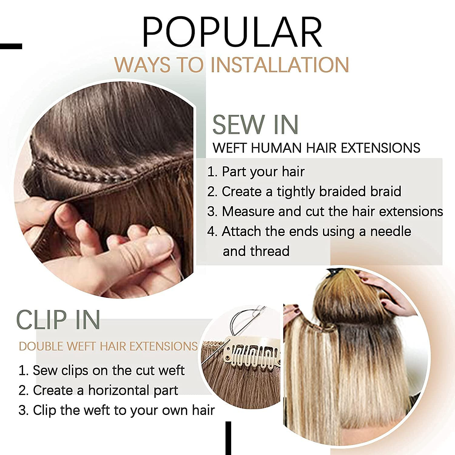Sew in Weft Hair Extensions Double Weft Hair Extensions Real Human Hair Premium