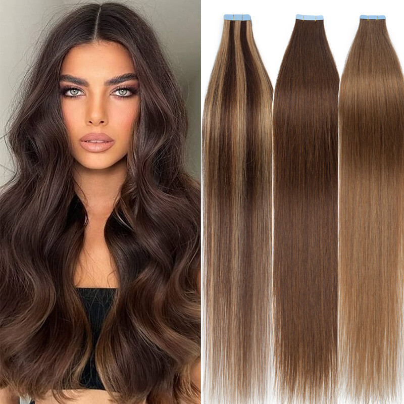 60PCS Tape In Remy Russian Human Hair Extensions Real Long Skin Weft 150g THICK