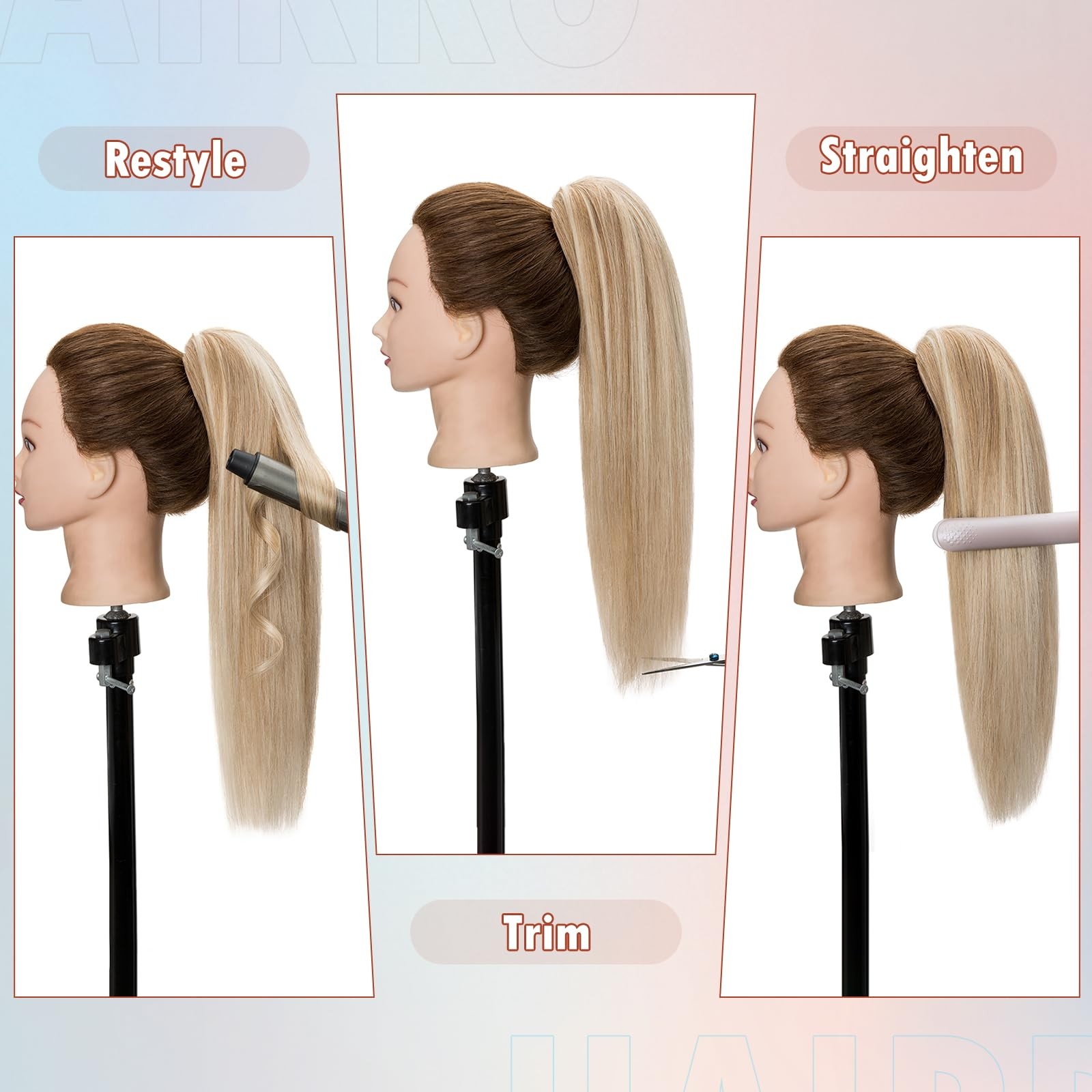 Hairro Claw Human Hair Extensions Clip Ponytails Jaw/Claw Long Straight Pony