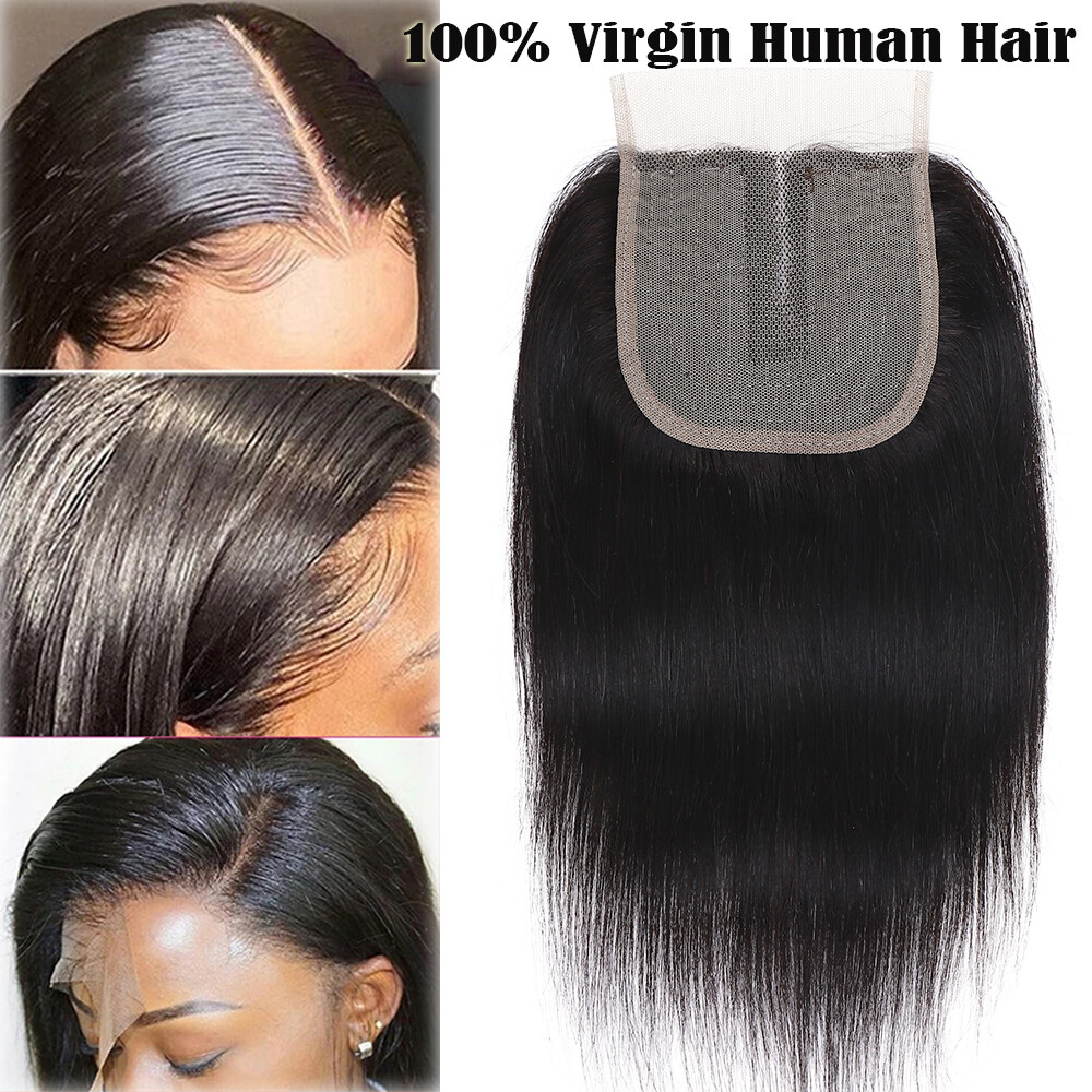 Pre Plucked Front Lace Closure Virgin Human Hair Extensions Brazilian T PART #1B