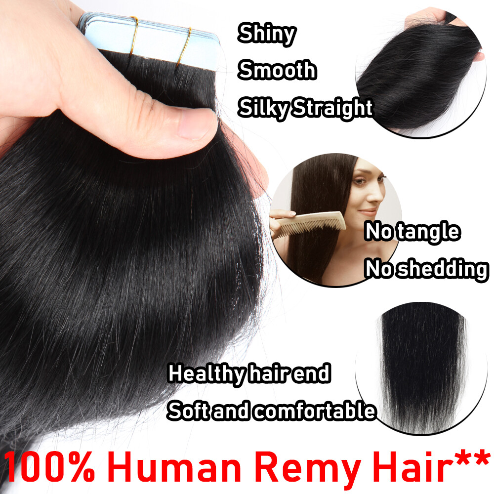 60PCS THICK Russian Tape In Remy Human Hair Extensions Skin Weft Full Head Ombre