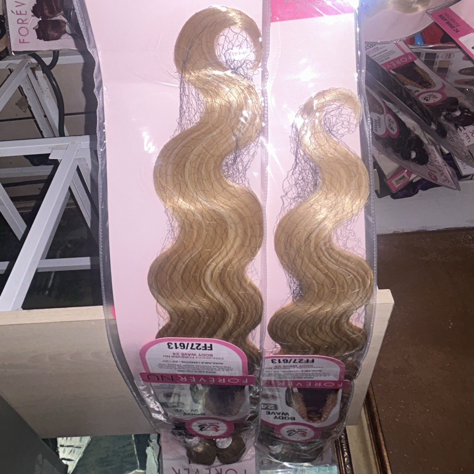 Forever Human Hair Body Wave Weft Hair Extension 24 in FF27/613 Blonde (2)