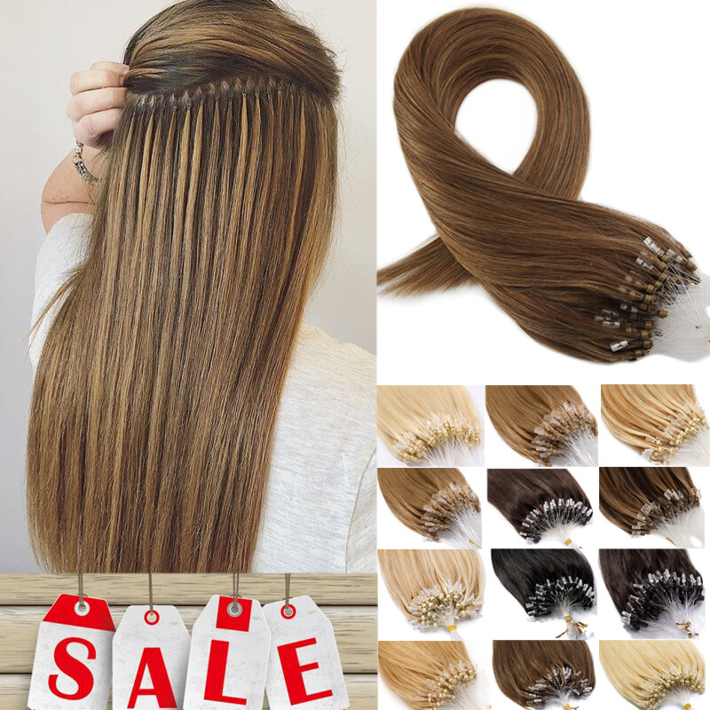 16-24Inch Easy Loop Micro Ring Bead 100% Real Remy Human Hair Extensions 200S US