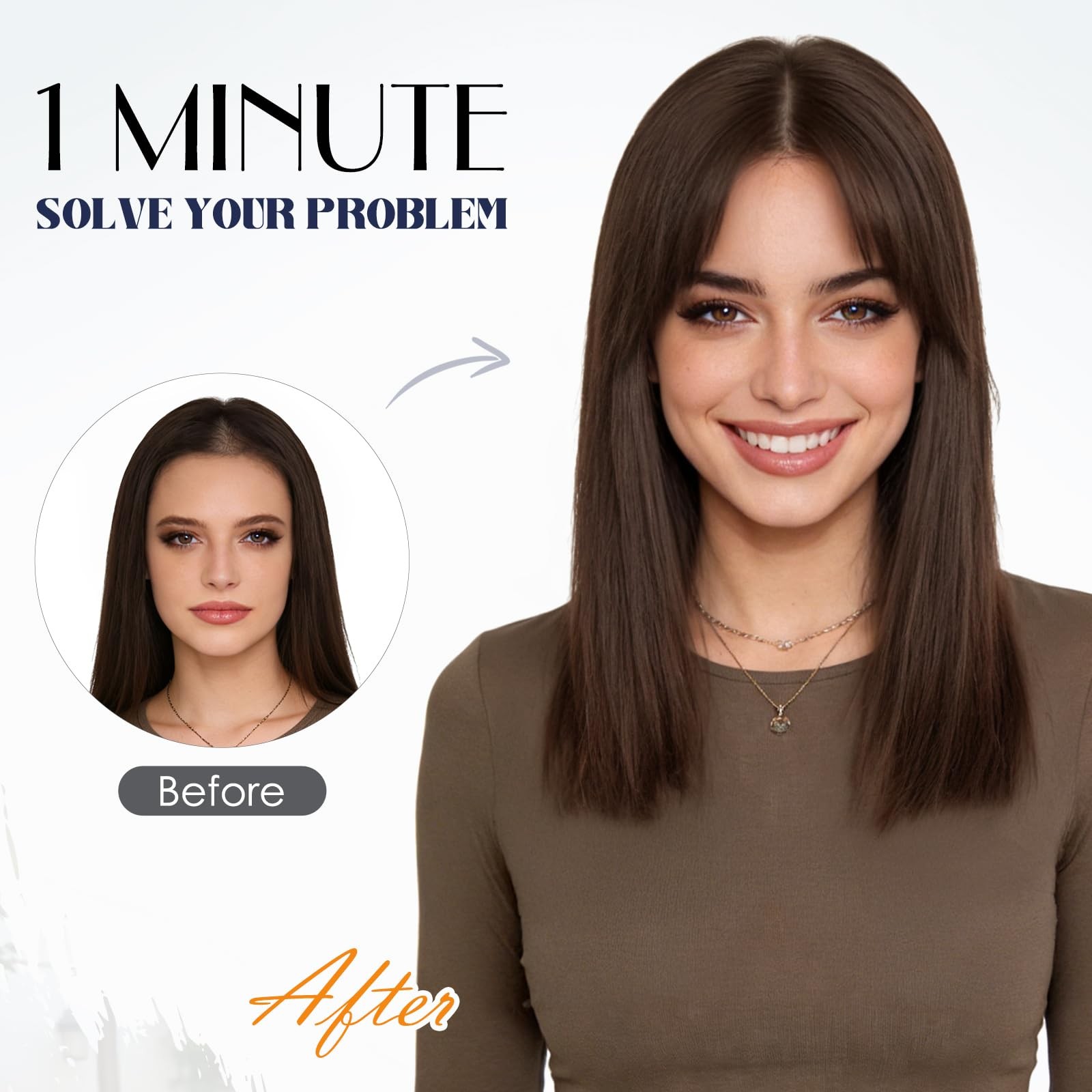 My-Lady Human Hair Toppers For Women Real Human Hair Side Bangs Hand-Tied Thin