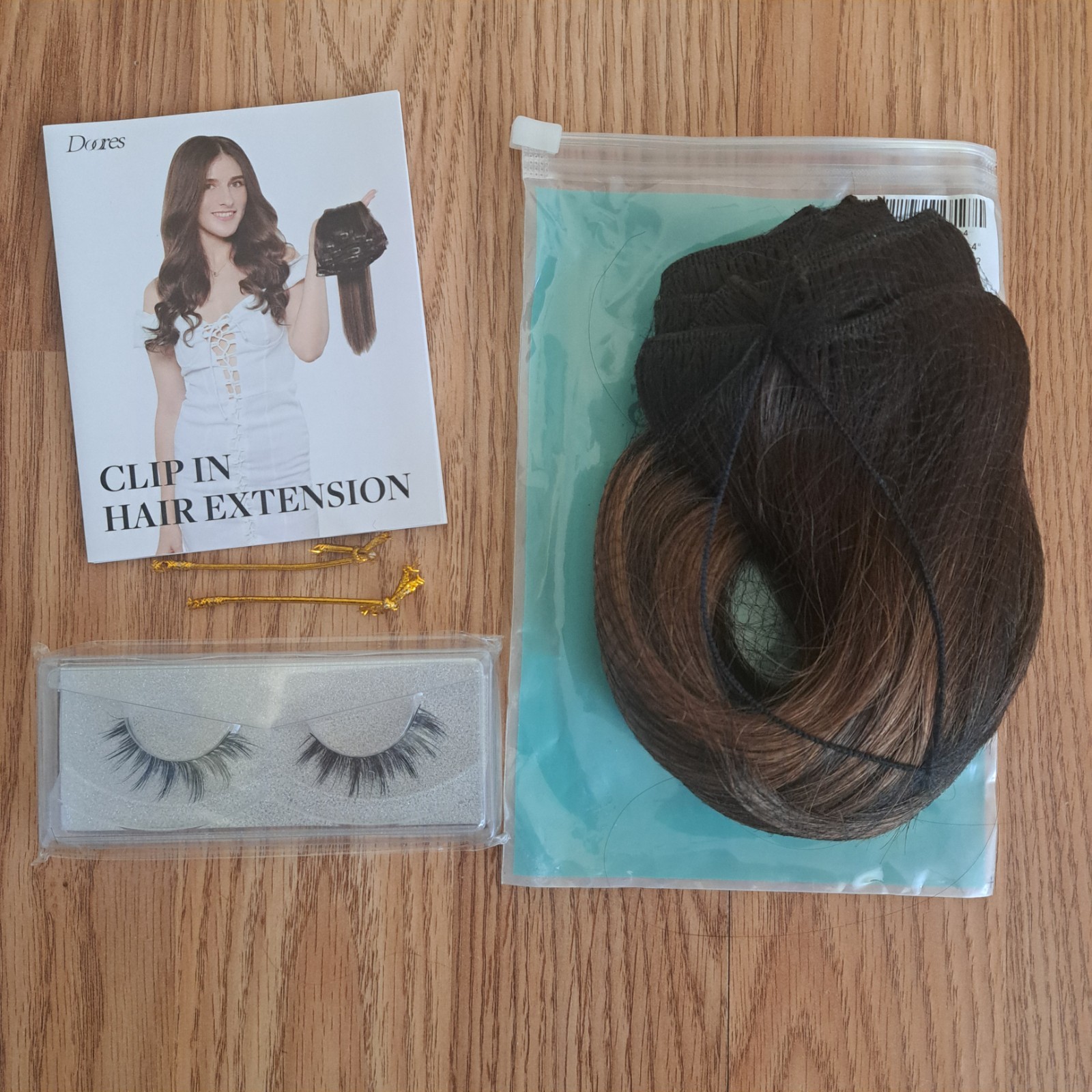 DOORES Clip in Hair Extensions Human Hair, Dark Brown to Chestnut Brown 14″ 7 PC