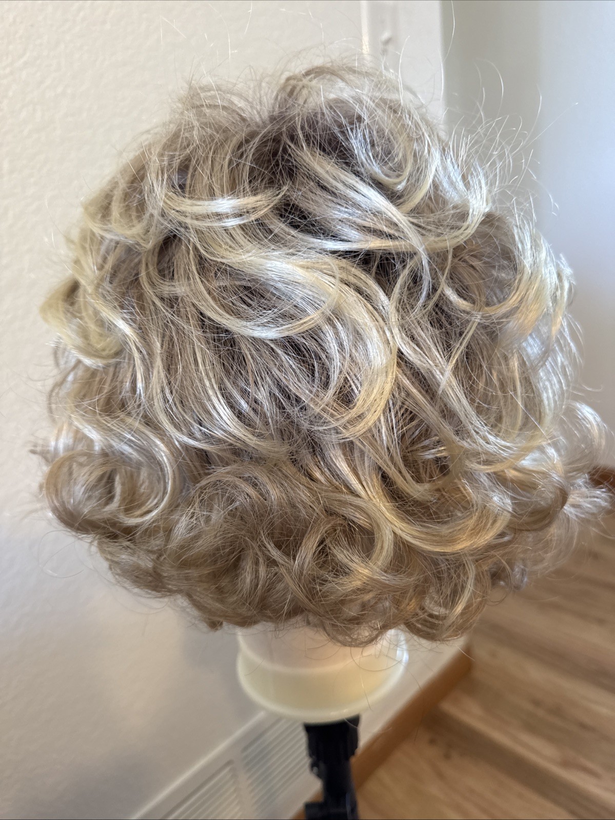 483 Curly Long Net Cap Light Blonde Tipped Big Hair. Very Nice