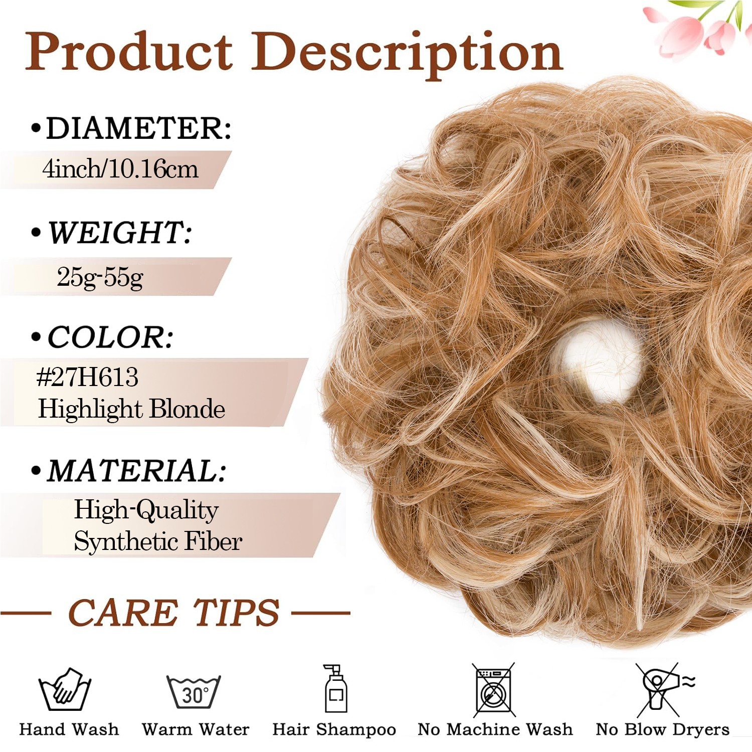 Natural Thick Curly Messy Bun Hair Piece Scrunchie Hair Extensions Real AS human