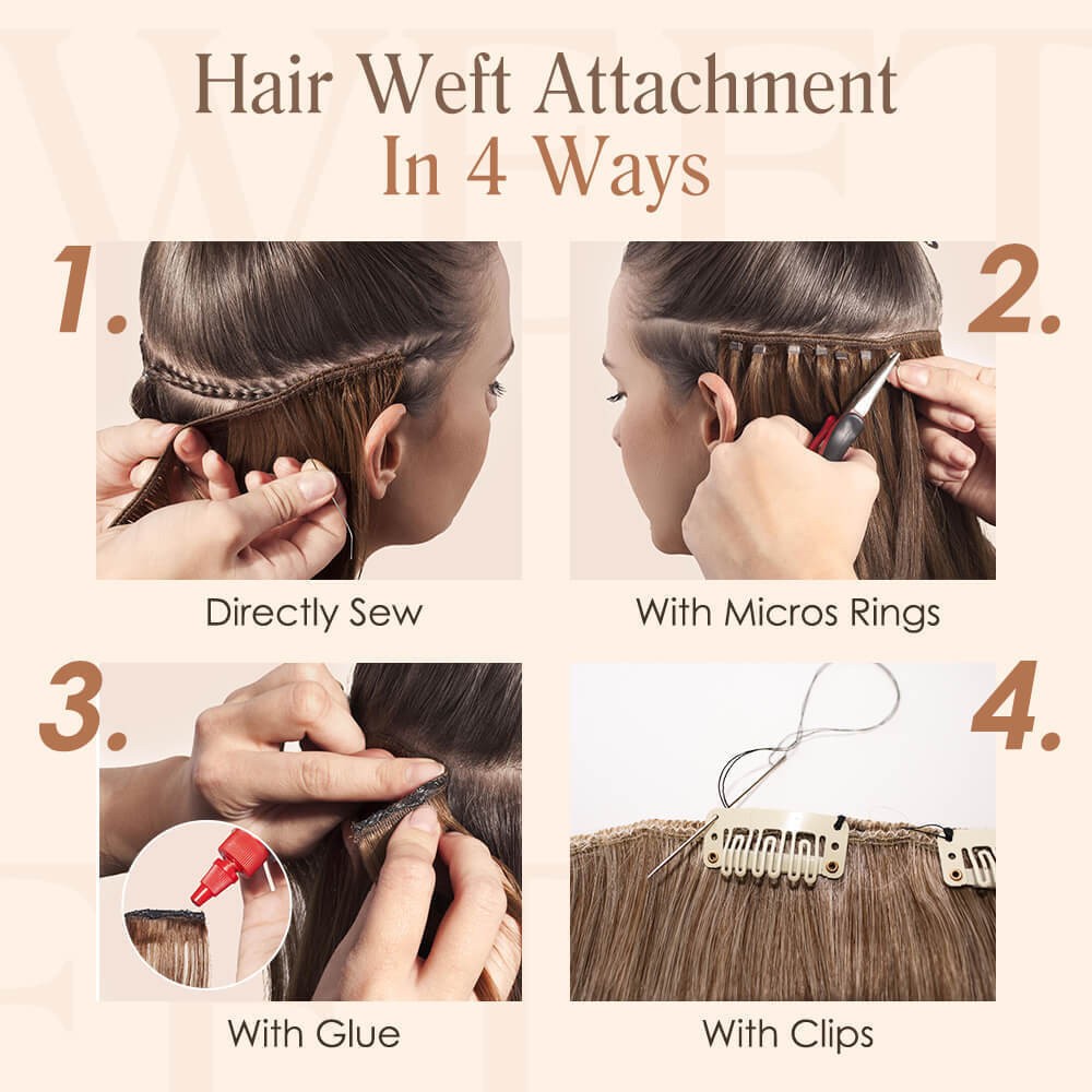 Double Weft Human Hair Extensions Sew in Weft Human Hair Weaves Highlight Colors