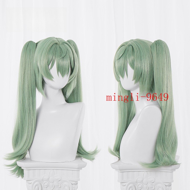 Zenless Zone Zero Corin Wickes Wig Green Long Hair Hairpiece Prop Dual Horsetail