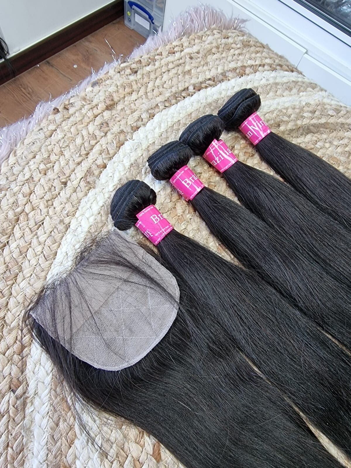 12A STRAIGHT BRAZILIAN VIRGIN HUMAN HAIR 20+20+20+20&20INC 4X4 SILK BASE CLOSURE