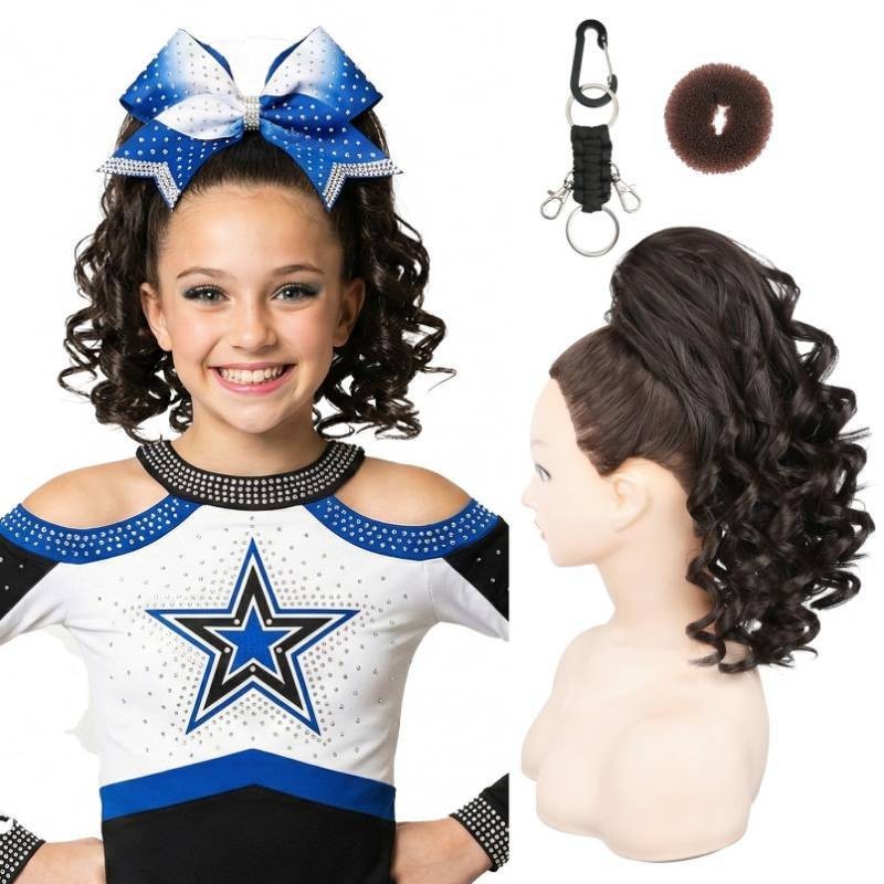 SEIKEA Cheer Ponytail Hair Piece, 14″ Curly Cheerleader Hairpiece