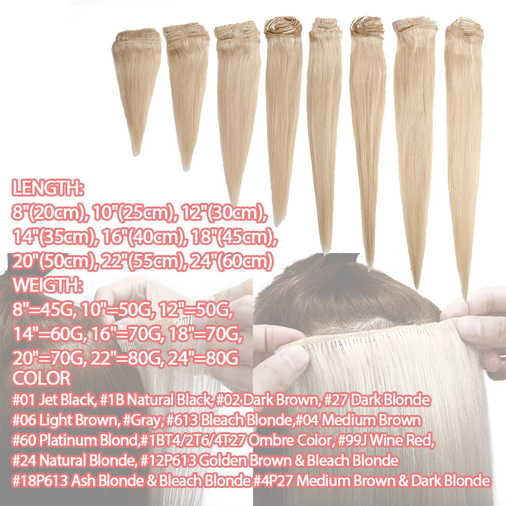 CLEARANCE Clip In 100% Real Human Remy Hair Extensions Full Head Weft Highlight